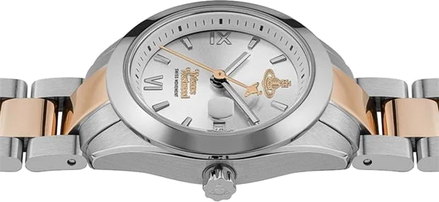 Montre Femme Vivienne Westwood Fenchurch VV292SLSR - Cadran argenté, bracelet acier bicolore argent et or rose vue 4
