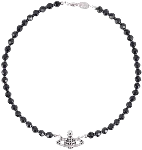 Collier ras-de-cou Vivienne Westwood Bas Relief Drop Noir - Réf. 108412 - Pour Femme