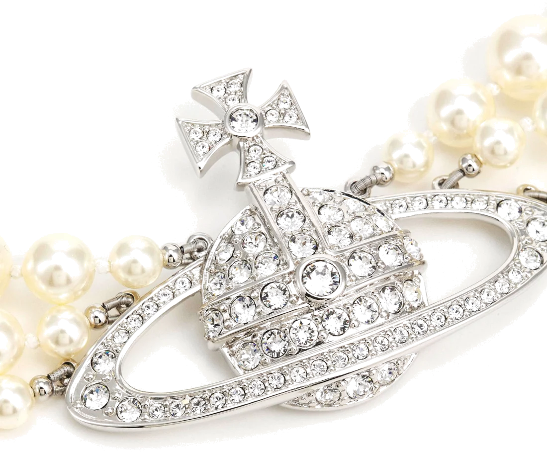 Collier Choker Vivienne Westwood Bas Relief Three Row - Réf. VW951L056-D11 - Laiton - Femme vue 2