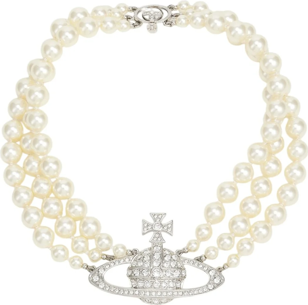 Collier Choker Vivienne Westwood Bas Relief Three Row - Réf. VW951L056-D11 - Laiton - Femme