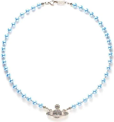 Choker Vivienne Westwood Bas Relief Perles Bleues - Réf. 109840 - Pour Femme