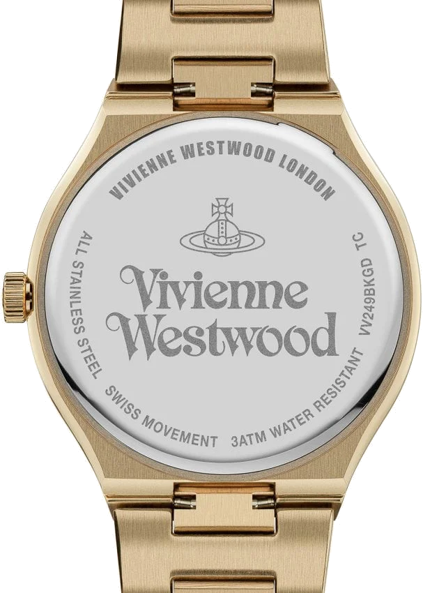 Montre Vivienne Westwood Eltham VV249BKGD - Boîtier et bracelet or acier - Cadran noir - Unisexe vue 3