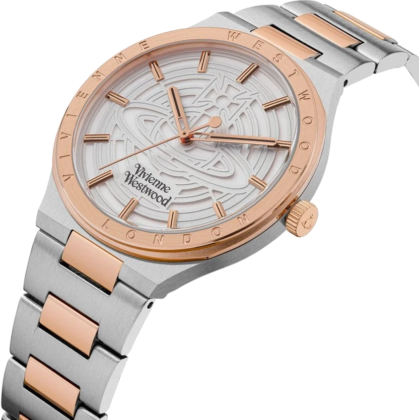 Montre Homme Vivienne Westwood Eltham VV249SLSR - Cadran argenté, bracelet acier bicolore argent et or rose vue 2