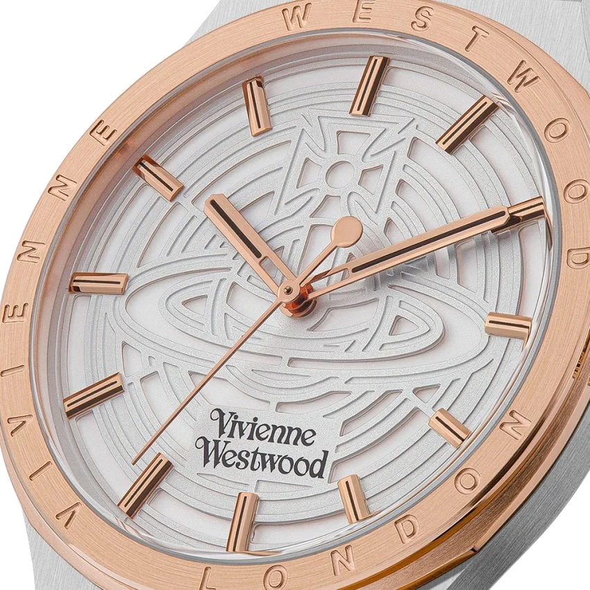 Montre Homme Vivienne Westwood Eltham VV249SLSR - Cadran argenté, bracelet acier bicolore argent et or rose vue 4