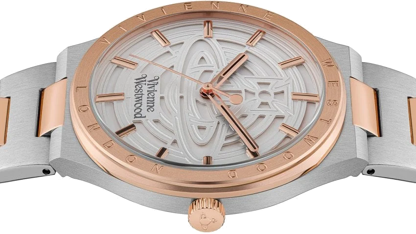 Montre Homme Vivienne Westwood Eltham VV249SLSR - Cadran argenté, bracelet acier bicolore argent et or rose vue 5