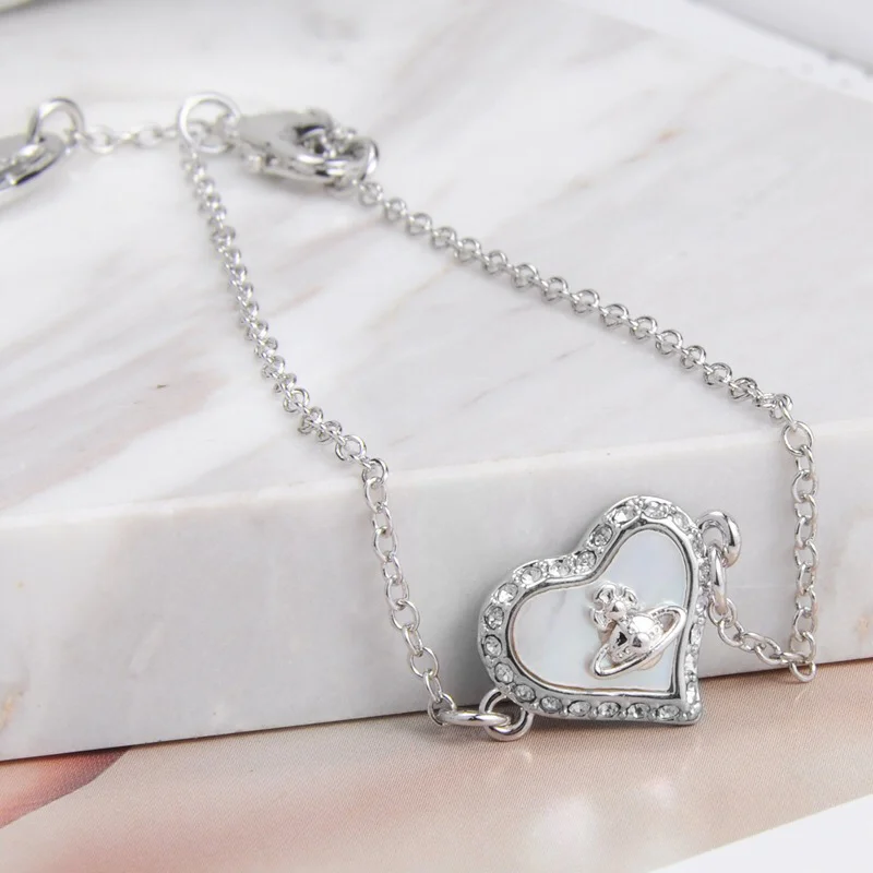 Bracelet Vivienne Westwood Petra Bas Relief en chaîne souple argenté et nacre - Réf. 111501S - Pour Femme vue 2