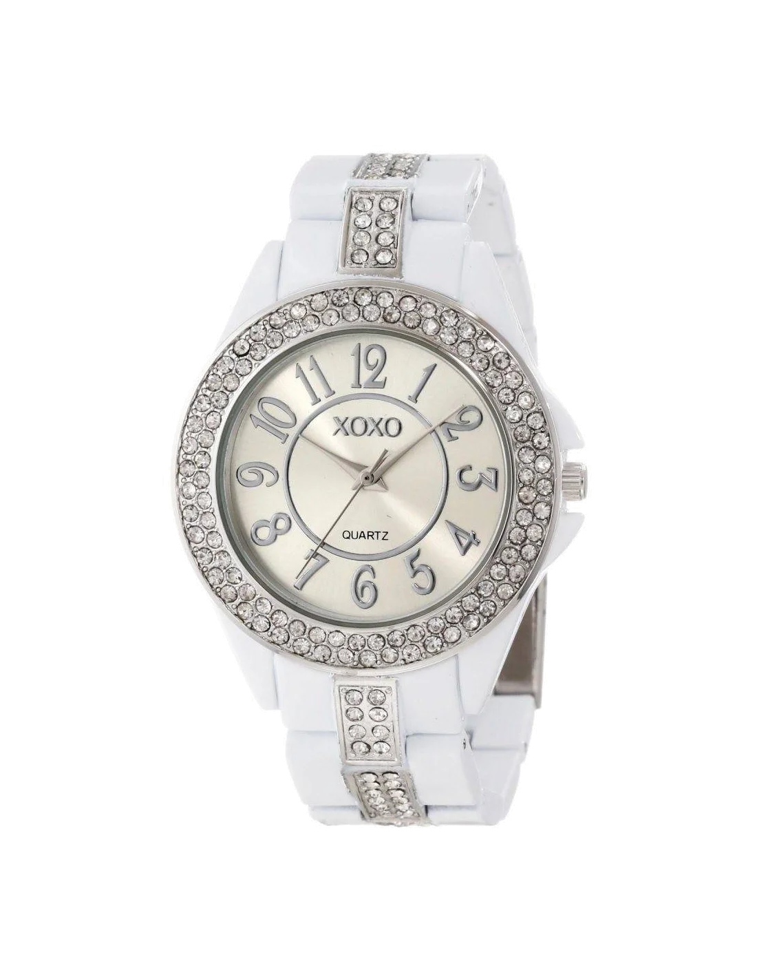 Montre Femme XOXO XO5460 Cadran Argent et Bracelet Blanc Acier Inoxydable