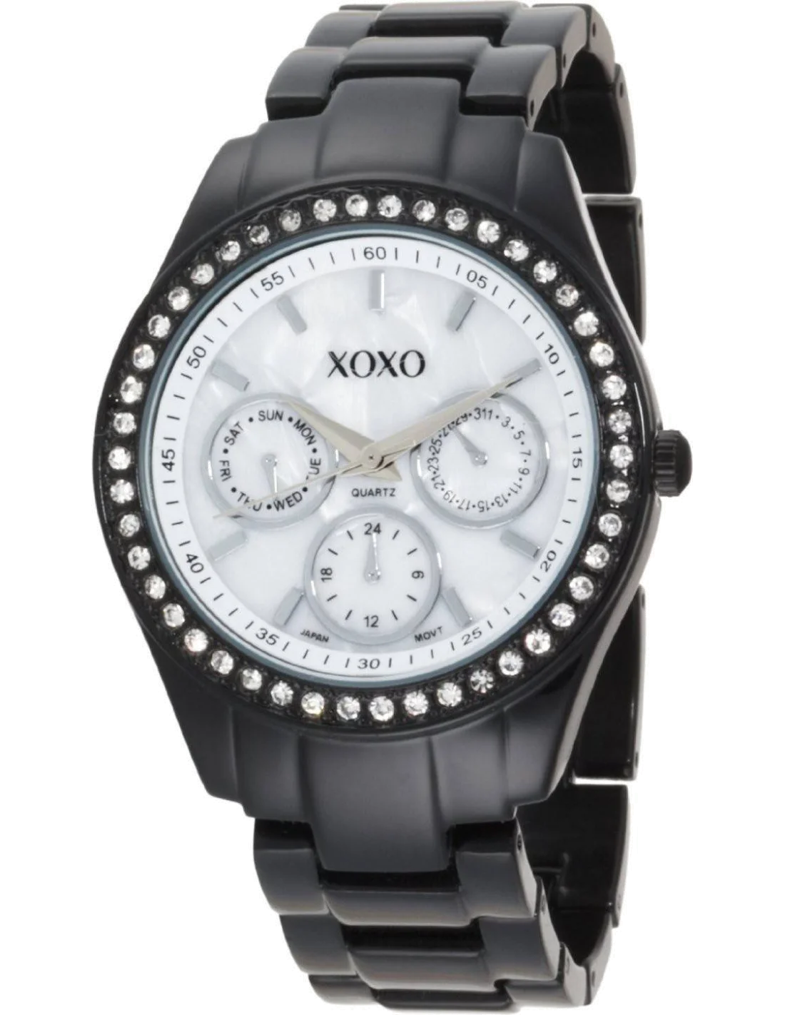 Montre Femme XOXO XO115, Boîtier et Bracelet Noir Acier