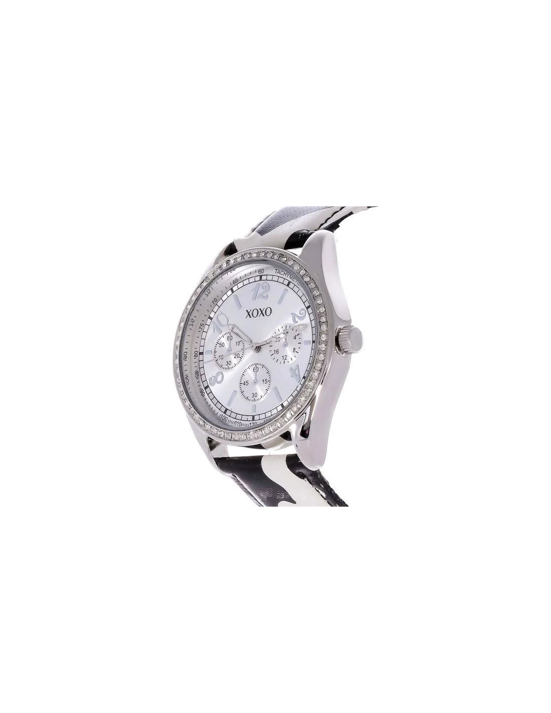 Montre Femme XOXO XO3170 en Cuir Noir et Boîtier Argent vue 3